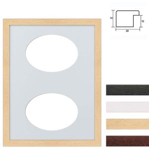 Holz Bilderrahmen für 2 Bilder, 30x40 cm Ovalausschnitt