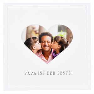 Bilderrahmen mit Herz-Passepartout & Text "Papa ist der Beste!"