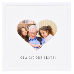 Bilderrahmen mit Herz-Passepartout & Text "Opa ist der Beste!"