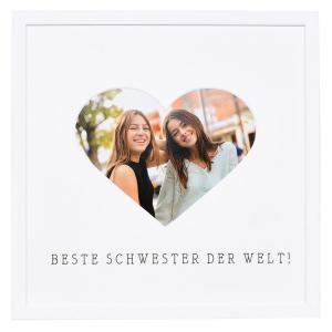 Bilderrahmen mit Herz-Passepartout & Text "Beste Schwester der Welt!"