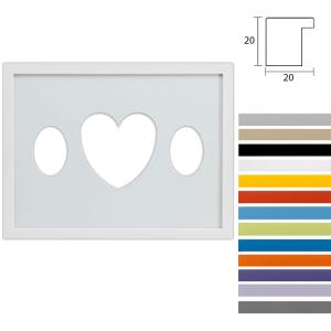 Bilderrahmen Top Cube für 3 Bilder, 30x40 cm Ovalausschnitt mit Herz