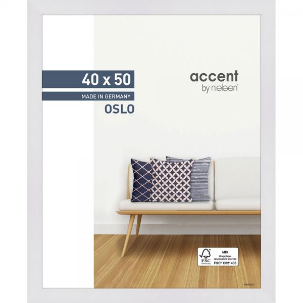 Holz Bilderrahmen Oslo 40x50 cm | Weiß | Normalglas