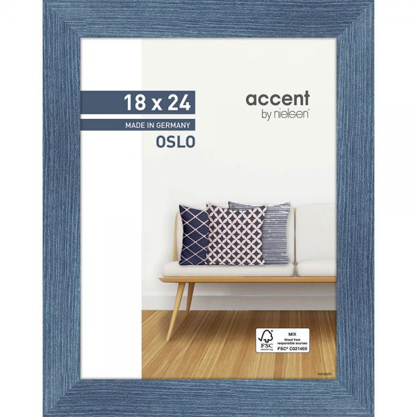 Holz Bilderrahmen Oslo 18x24 cm | Blau | Normalglas