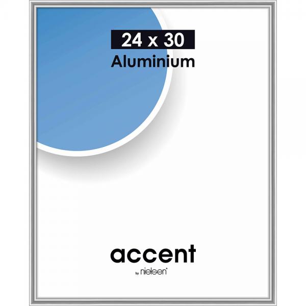 Alu Bilderrahmen Accent 24x30 cm | Silber glanz | Normalglas
