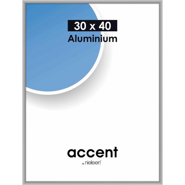 Alu Bilderrahmen Accent 30x40 cm | Silber matt | Normalglas