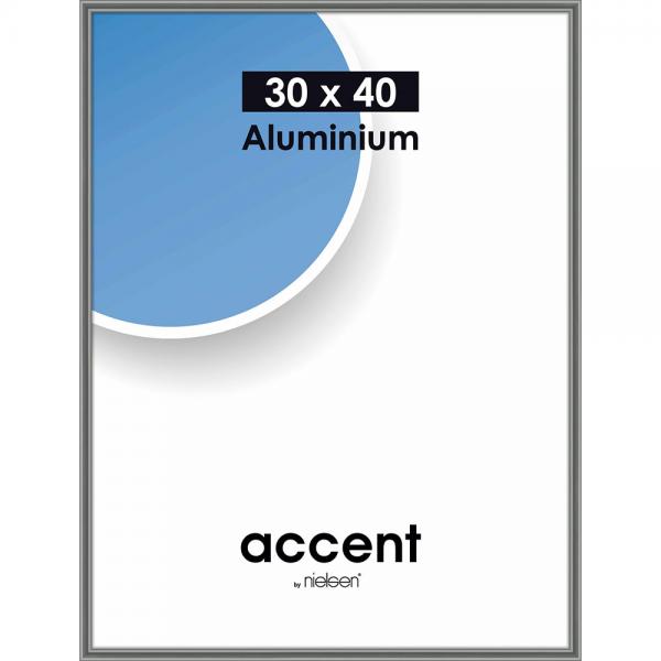 Alu Bilderrahmen Accent 30x40 cm | Stahlgrau | Normalglas