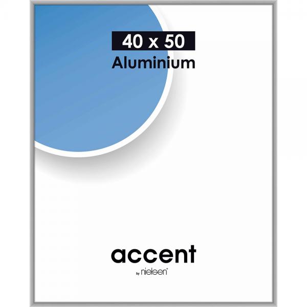 Alu Bilderrahmen Accent 40x50 cm | Silber matt | Normalglas
