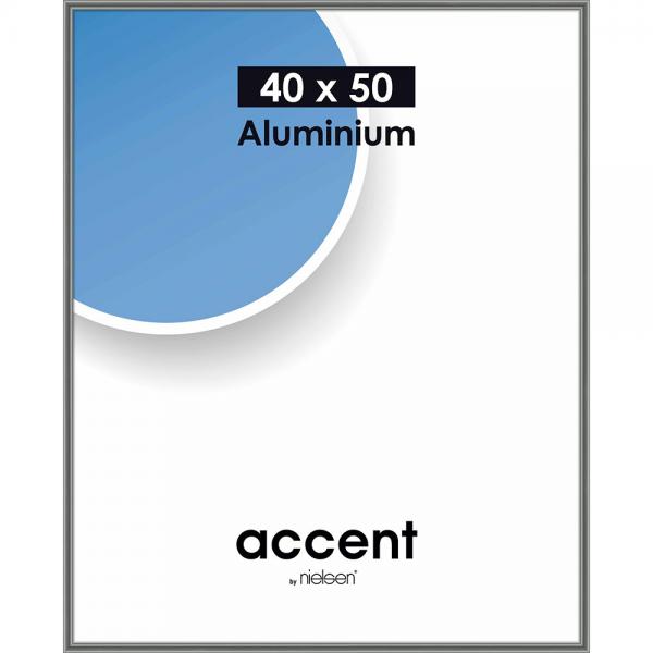 Alu Bilderrahmen Accent 40x50 cm | Stahlgrau | Normalglas