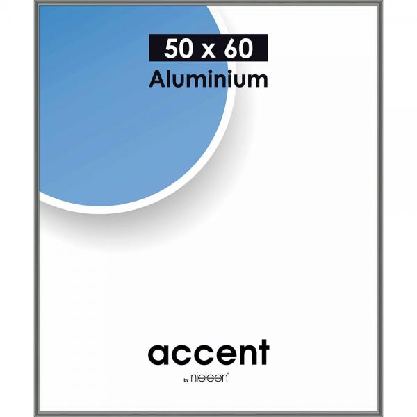 Alu Bilderrahmen Accent 50x60 cm | Stahlgrau | Normalglas