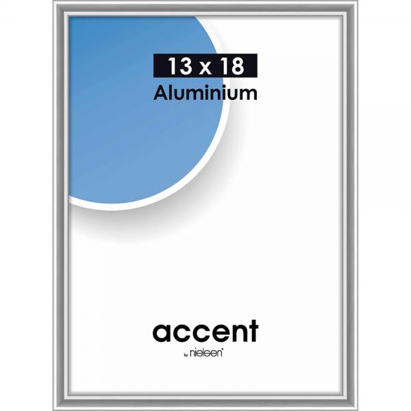 Alu Bilderrahmen Accent 13x18 cm | Silber glanz | Normalglas