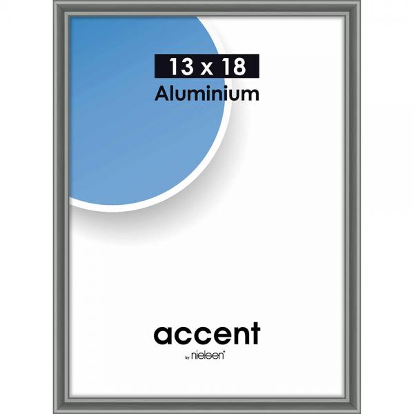Alu Bilderrahmen Accent 13x18 cm | Stahlgrau | Normalglas