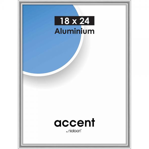 Alu Bilderrahmen Accent 18x24 cm | Silber glanz | Normalglas