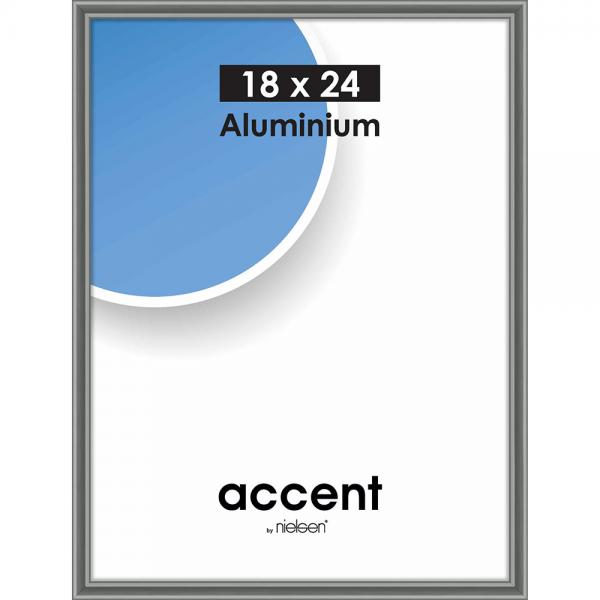 Alu Bilderrahmen Accent 18x24 cm | Stahlgrau | Normalglas