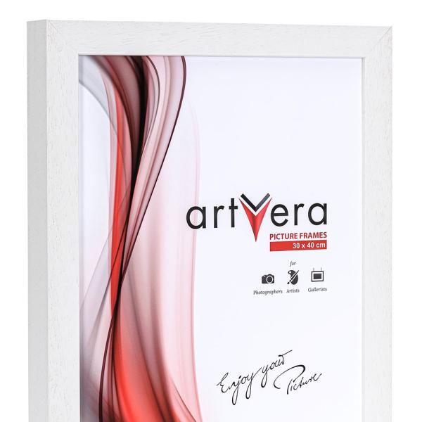 Massivholz Bilderrahmen Ystad 84,1x118,9 cm (A0) | Weiß, gemasert | Kunstglas