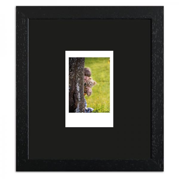Bilderrahmen für 1 Sofortbild - Typ Instax Mini 13,8x15,7 cm | Schwarz, gemasert | Normalglas