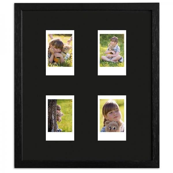 Bilderrahmen für 4 Sofortbilder - Typ Instax Mini 24,6x28,4 cm | Schwarz, gemasert | Normalglas