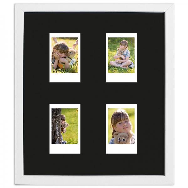 Bilderrahmen für 4 Sofortbilder - Typ Instax Mini 24,6x28,4 cm | Weiß, gemasert | Normalglas