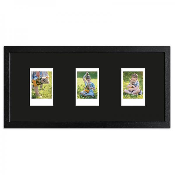 Bilderrahmen für 3 Sofortbilder - Typ Instax Mini 35,4x15,7 cm | Schwarz, gemasert | Normalglas