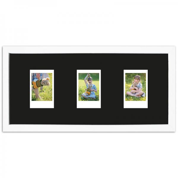 Bilderrahmen für 3 Sofortbilder - Typ Instax Mini 35,4x15,7 cm | Weiß, gemasert | Normalglas