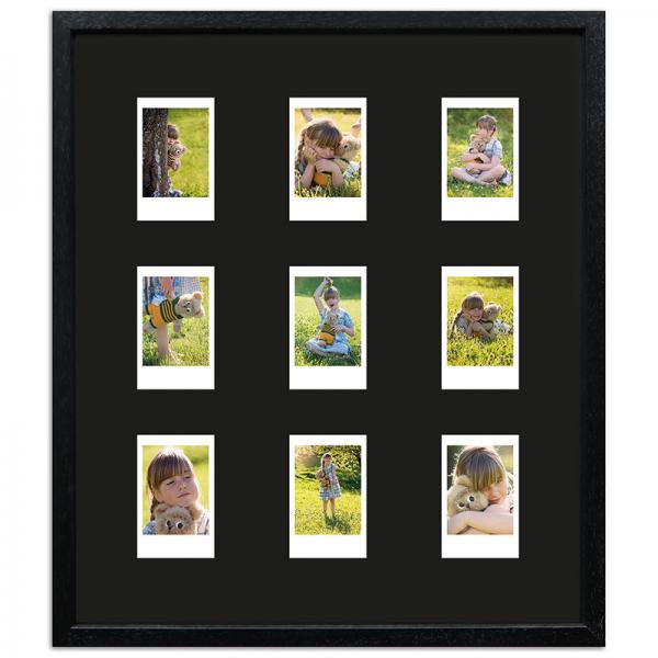 Bilderrahmen für 9 Sofortbilder - Typ Instax Mini 35,4x41,1 cm | Schwarz, gemasert | Normalglas
