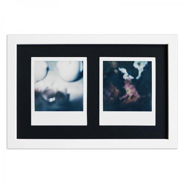 Bilderrahmen für 2 Sofortbilder - Typ Polaroid 600 24,6x15,7 cm | Weiß, gemasert | Normalglas