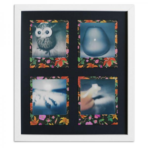 Bilderrahmen für 4 Sofortbilder - Typ Polaroid 600 24,6x28,4 cm | Weiß, gemasert | Normalglas