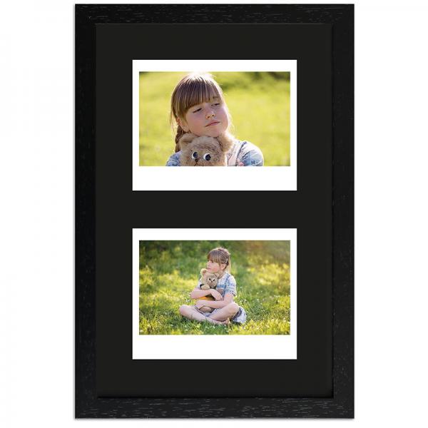 Bilderrahmen für 2 Sofortbilder - Typ Instax Wide 24,6x15,7 cm | Schwarz, gemasert | Normalglas