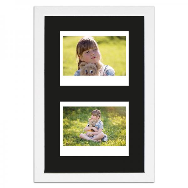 Bilderrahmen für 2 Sofortbilder - Typ Instax Wide 24,6x15,7 cm | Weiß, gemasert | Normalglas