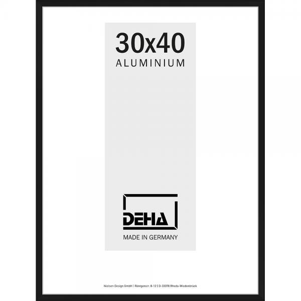 Alu Bilderrahmen Sceptrum 30x40 cm | Schwarz matt | Normalglas