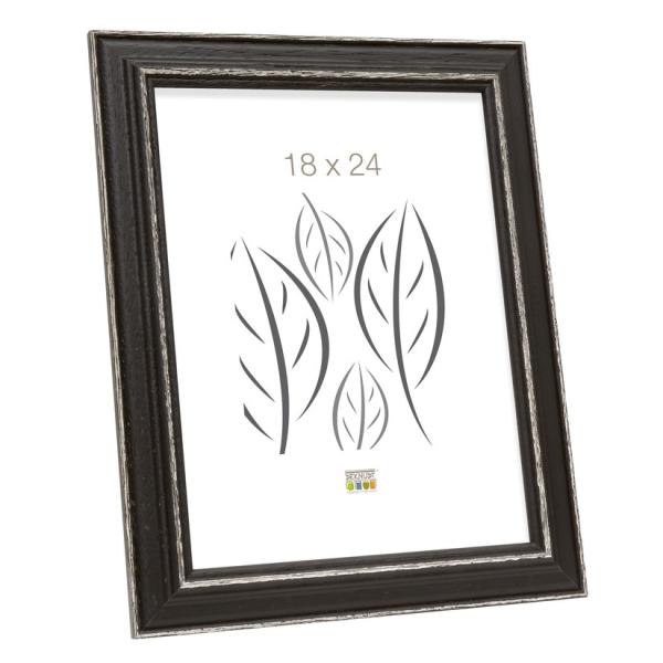 Holz Bilderrahmen Lilou 24x30 cm | Schwarz | Normalglas