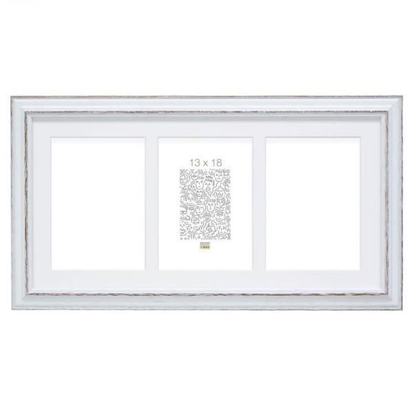 Bilderrahmen Lilou für 3 Bilder 10x15 cm | Weiß | Normalglas