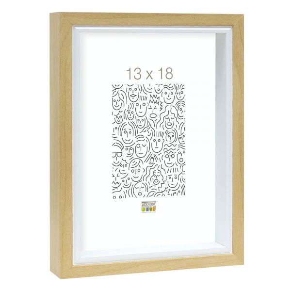 Holz-Bilderrahmen Peer 10x15 cm | Natur mit weißer Innenkante | Normalglas