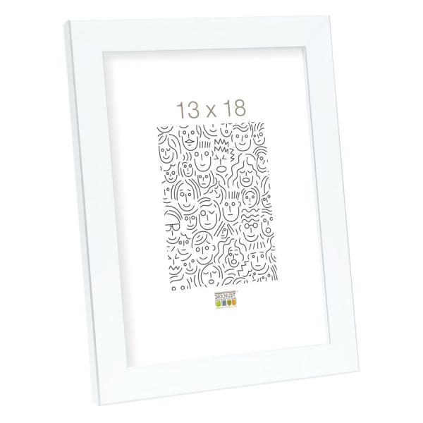 Kunststoff Bilderrahmen Lucas 10x15 cm | Weiß mit Silberkante | Normalglas
