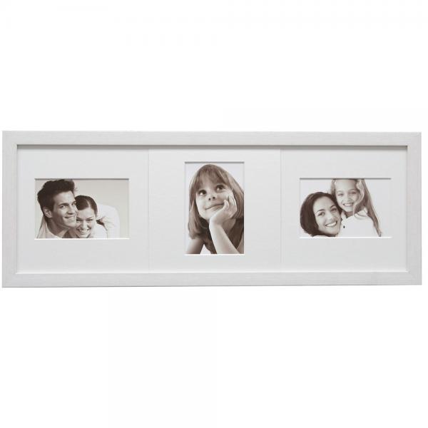 Bilderrahmen Lucas für 3 Bilder mit drehbarem Passepartout 10x15 cm | Weiß | Normalglas