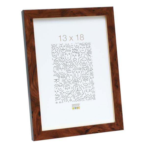 Holz Bilderrahmen David 9x13 cm | Wurzelholz, goldene Innenkante | Normalglas