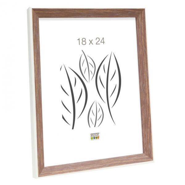 Holz Bilderrahmen Amel 18x24 cm | Weiß-beige | Normalglas