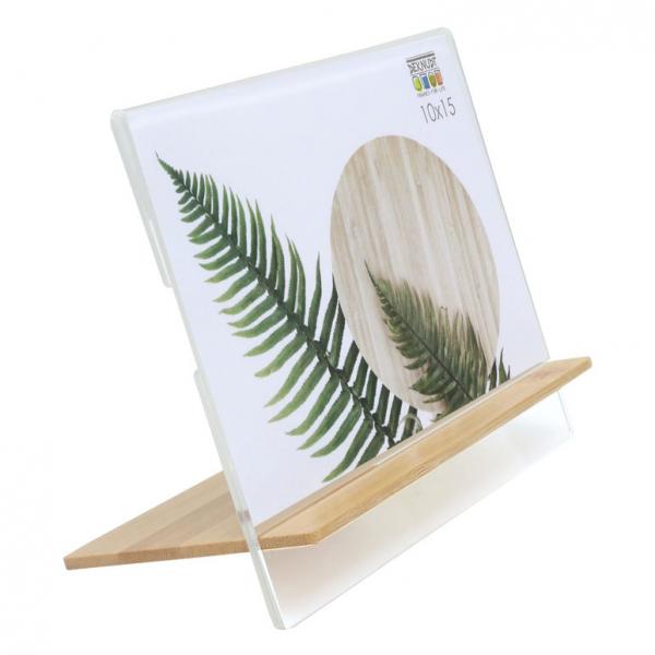 Fotorahmen mit Aufsteller aus Naturholz 10x15 cm | natur | Kunstglas