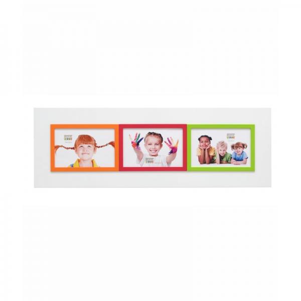 Bilderrahmen Theo für 3 Bilder 10x15 cm 10x15 cm | Weiß-grün-orange-rot | Normalglas
