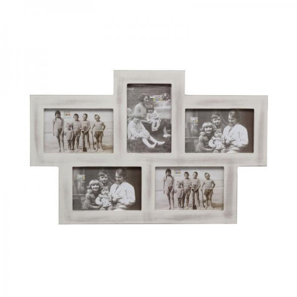 Bilderrahmen Collage Janssen für 5 Bilder 10x15 cm | Weiß | Normalglas