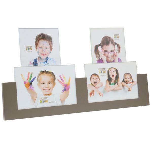 Fotohalter für 4 Bilder 4x10x15 cm | Taupe | Kunstglas
