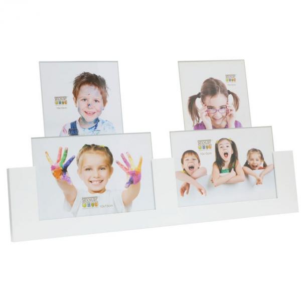 Fotohalter für 4 Bilder 4x10x15 cm | Weiß | Kunstglas