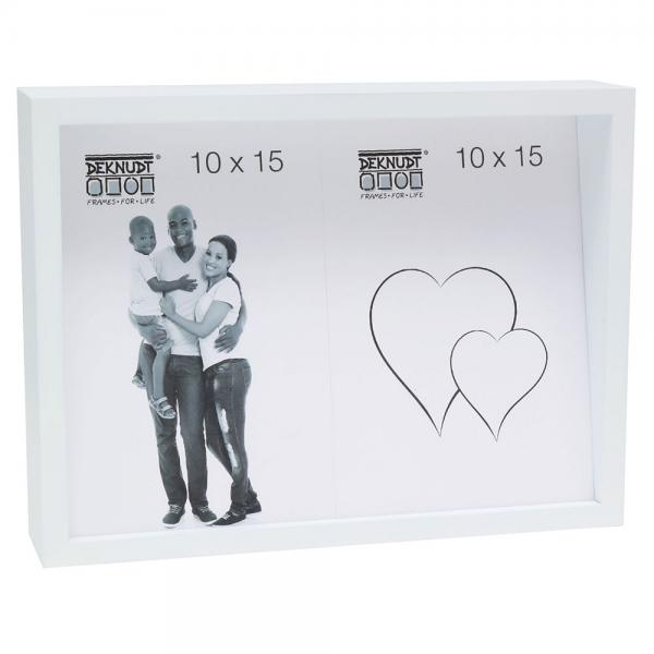 Fotorahmen mit schräger Rückwand für 2 Bilder 10x15 cm | Weiß | Normalglas