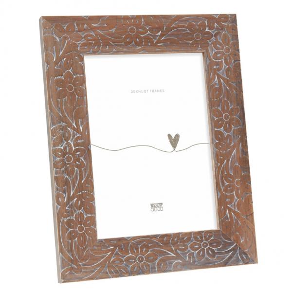 Holz-Bilderrahmen mit Blumendruck 10x15 cm | braun | Normalglas