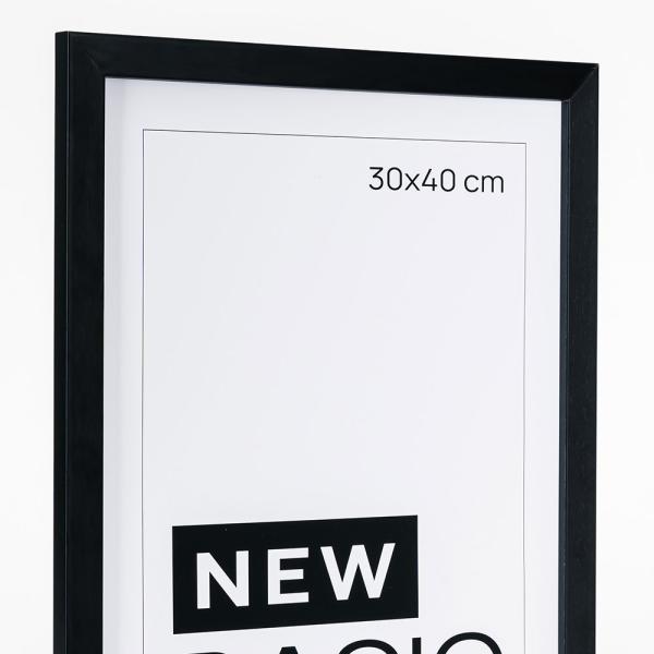 Holz Bilderrahmen New Basic 10x15 cm | Schwarz | Kunstglas