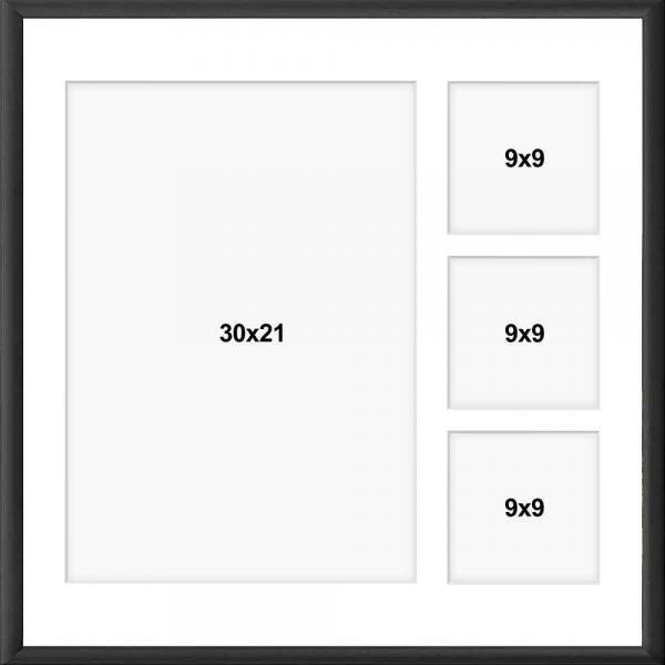 Alu Bilderrahmen Alicja für mehrere Bilder 40x40 cm (4 Bilder) | schwarz | kunstglas (1,5 mm)