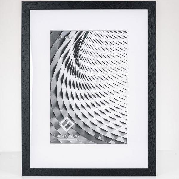 Holz Bilderrahmen Batino 40x50 cm | schwarz | Kunstglas (1 mm)