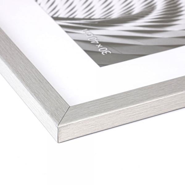Holz Bilderrahmen Hekla (MDF) 50x50 cm | Silber strukturiert | kunstglas (1,5 mm)