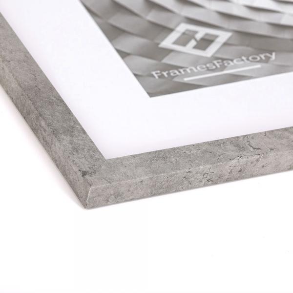 Holz Bilderrahmen Hekla (MDF) inkl. Passepartout 10x15 cm (9x13 cm) | Beton | kunstglas (1,5 mm)