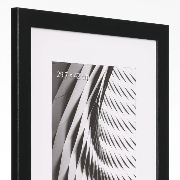 Holz Bilderrahmen Katla (MDF) 14,8x21 cm (A5) | schwarz | Kunstglas (1 mm)