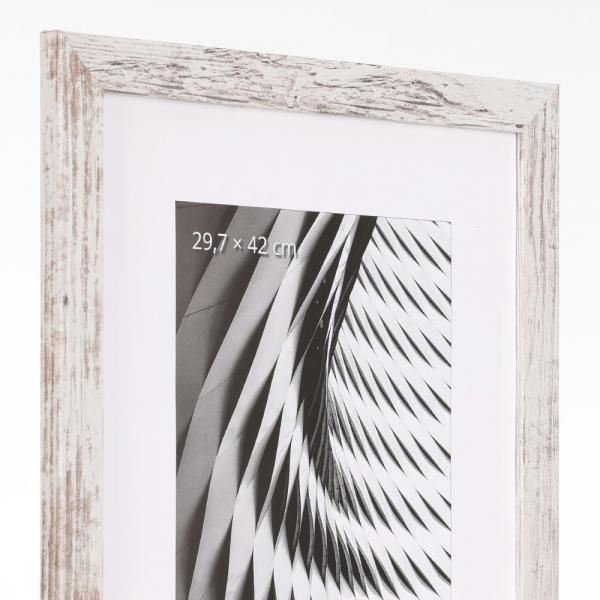 Holz Bilderrahmen Katla (MDF) 29,7x42 cm (A3) | shabby | kunstglas (1,5 mm)